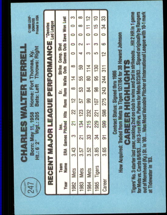 A0356- 1986 Donruss Baseball Cards 1-250 +Rookies -You Pick- 10+ FREE US SHIP - Picture 493 of 499