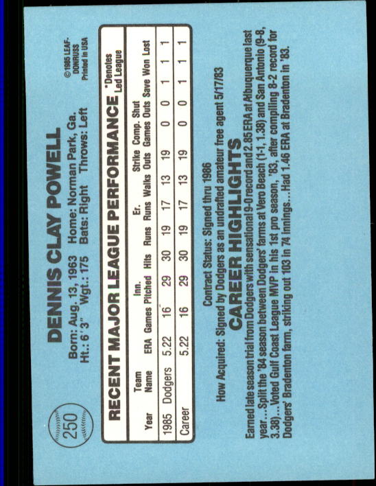 A0356- 1986 Donruss Baseball Cards 1-250 +Rookies -You Pick- 10+ FREE US SHIP - Picture 499 of 499