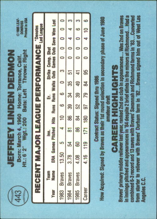 1986 Donruss Baseball "Main Set" Base Cards #441 to #660 - Picture 7 of 439
