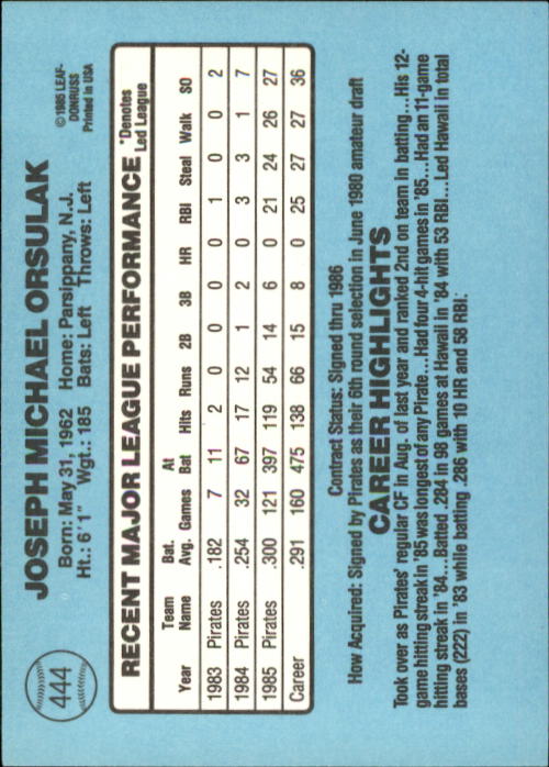 1986 Donruss Baseball "Main Set" Base Cards #441 to #660 - Picture 9 of 439