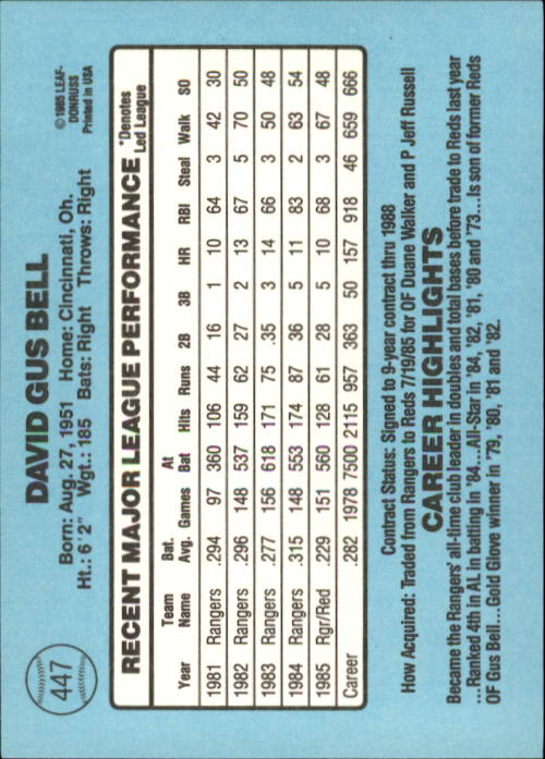 1986 Donruss Baseball "Main Set" Base Cards #441 to #660 - Picture 15 of 439