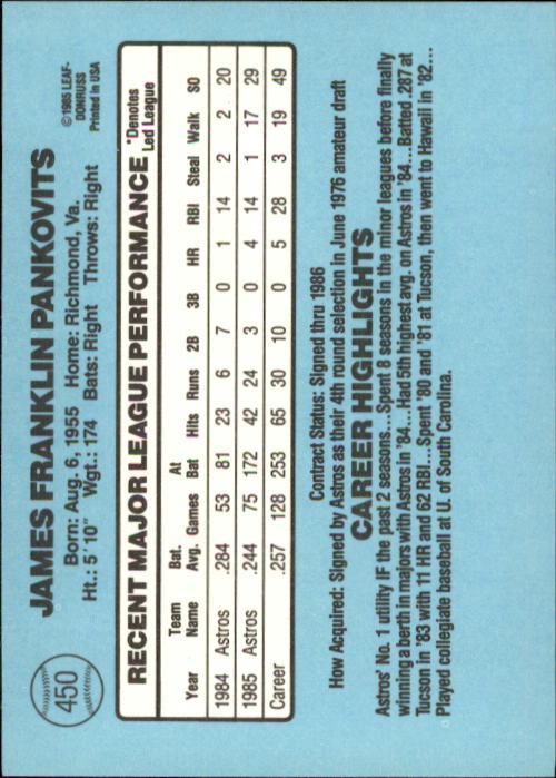 1986 Donruss Baseball "Main Set" Base Cards #441 to #660 - Picture 21 of 439