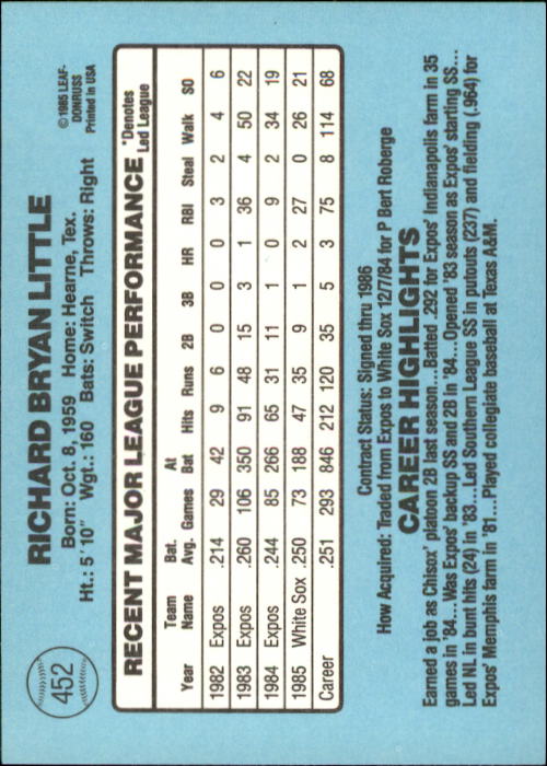 1986 Donruss Baseball "Main Set" Base Cards #441 to #660 - Picture 25 of 439