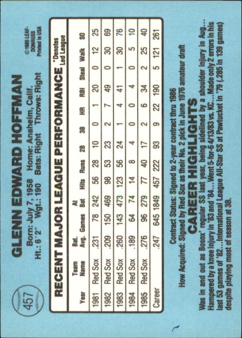 1986 Donruss Baseball "Main Set" Base Cards #441 to #660 - Picture 35 of 439
