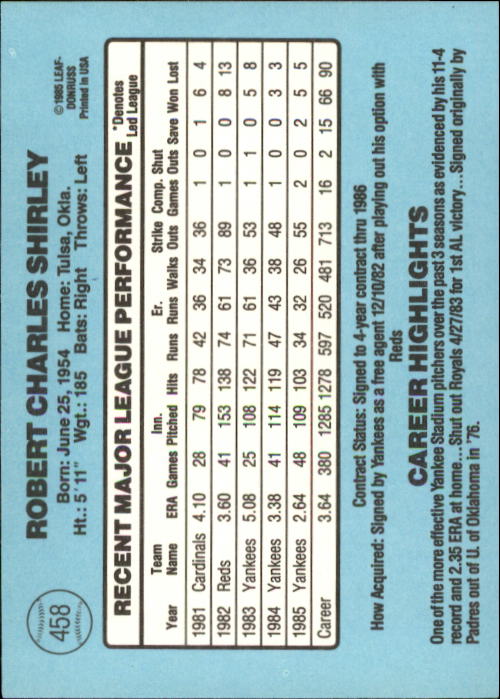 1986 Donruss Baseball "Main Set" Base Cards #441 to #660 - Picture 37 of 439