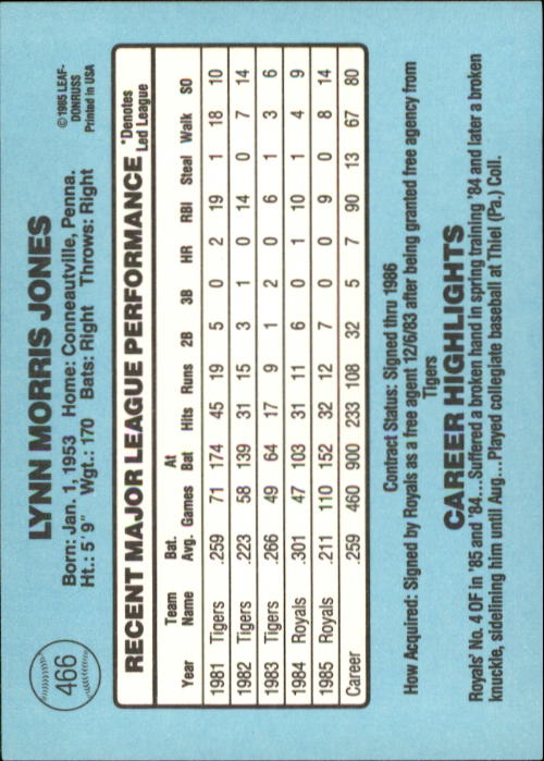 1986 Donruss Baseball "Main Set" Base Cards #441 to #660 - Picture 53 of 439