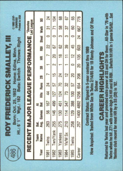 1986 Donruss Baseball "Main Set" Base Cards #441 to #660 - Picture 93 of 439