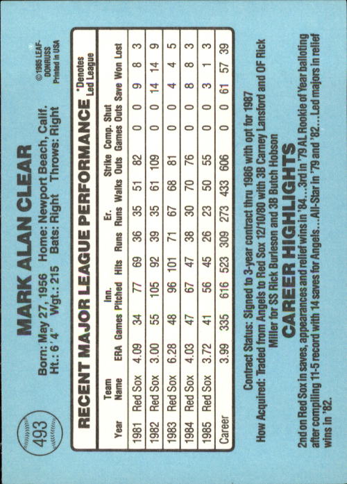 1986 Donruss Baseball "Main Set" Base Cards #441 to #660 - Picture 107 of 439
