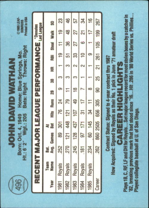 1986 Donruss Baseball "Main Set" Base Cards #441 to #660 - Picture 113 of 439