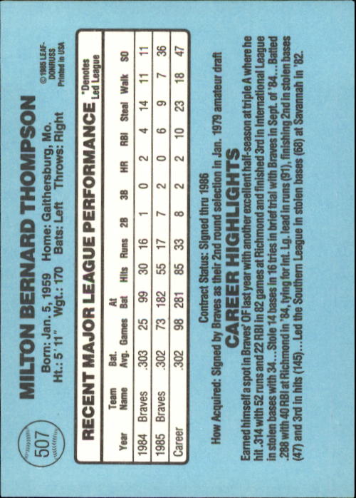 1986 Donruss Baseball "Main Set" Base Cards #441 to #660 - Picture 135 of 439