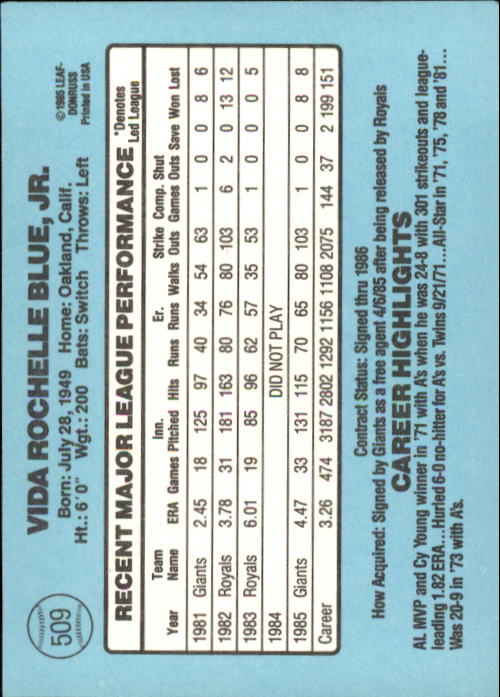 1986 Donruss Baseball "Main Set" Base Cards #441 to #660 - Picture 139 of 439