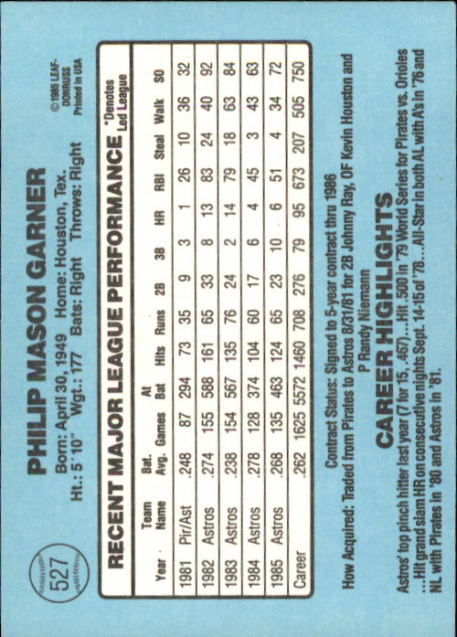 1986 Donruss Baseball "Main Set" Base Cards #441 to #660 - Picture 175 of 439