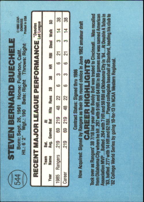 1986 Donruss Baseball "Main Set" Base Cards #441 to #660 - Picture 209 of 439