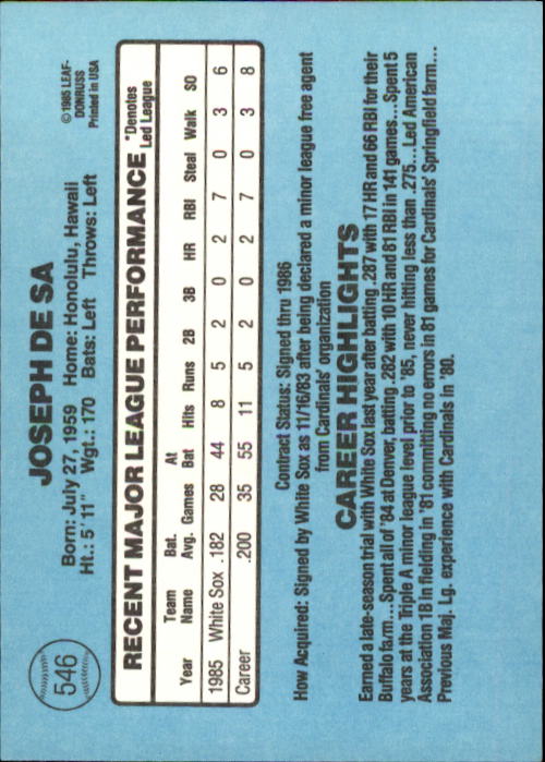 1986 Donruss Baseball "Main Set" Base Cards #441 to #660 - Picture 213 of 439