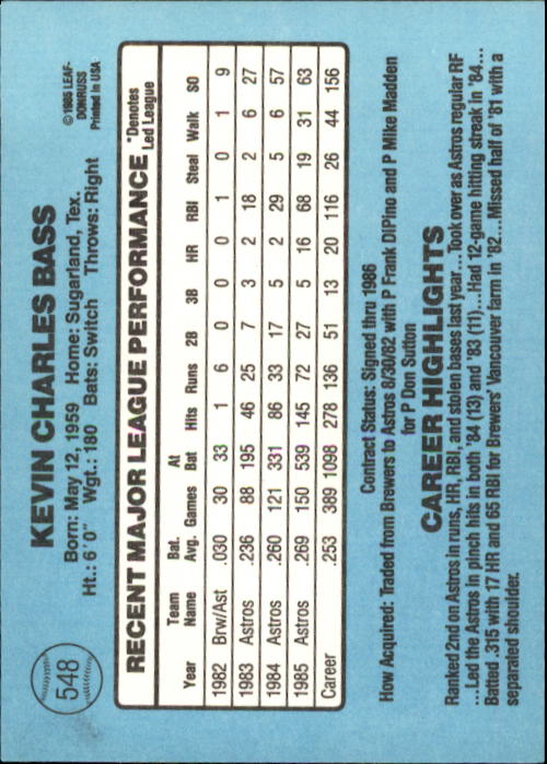 1986 Donruss Baseball "Main Set" Base Cards #441 to #660 - Picture 217 of 439