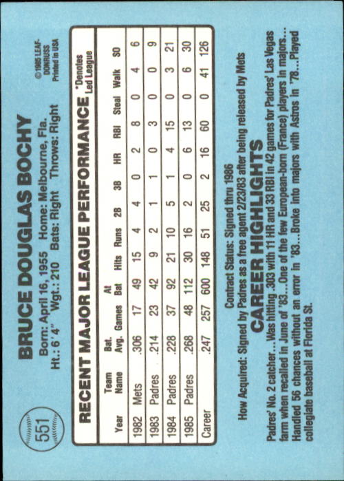 1986 Donruss Baseball "Main Set" Base Cards #441 to #660 - Picture 223 of 439
