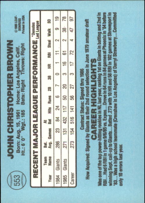 1986 Donruss Baseball "Main Set" Base Cards #441 to #660 - Picture 227 of 439