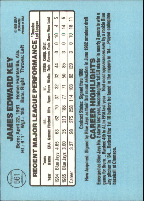 1986 Donruss Baseball "Main Set" Base Cards #441 to #660 - Picture 243 of 439