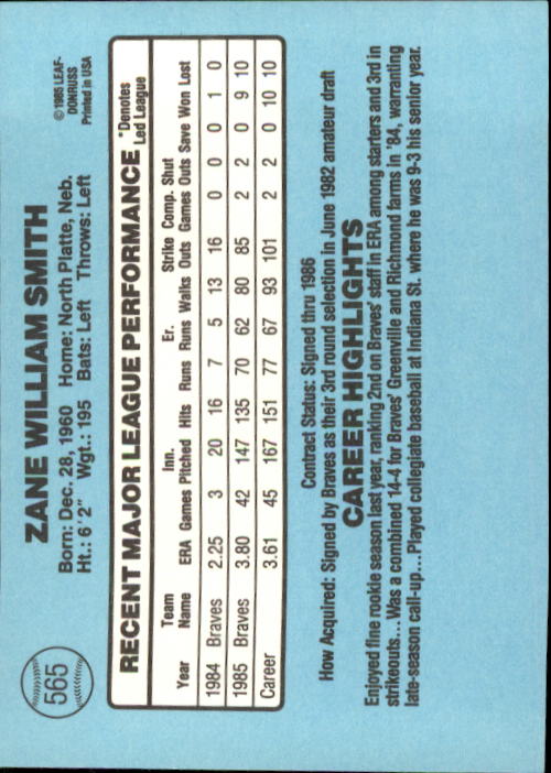 1986 Donruss Baseball "Main Set" Base Cards #441 to #660 - Picture 251 of 439