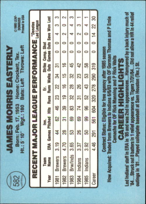 1986 Donruss Baseball "Main Set" Base Cards #441 to #660 - Picture 285 of 439