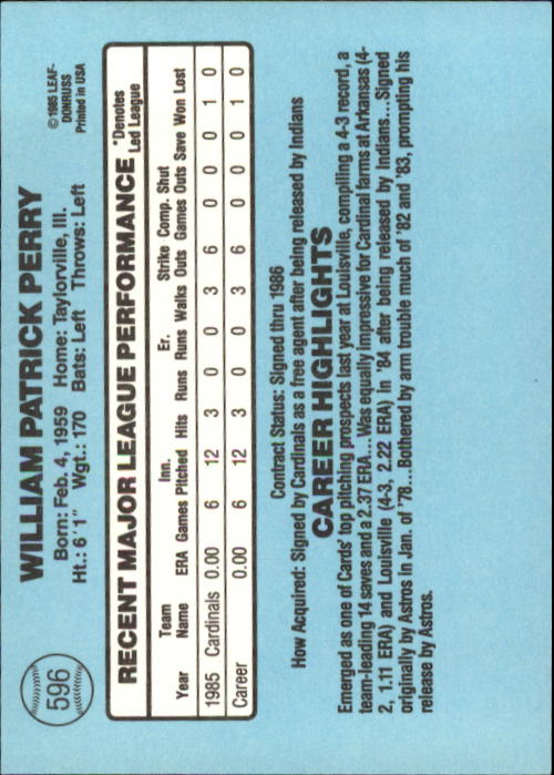 1986 Donruss Baseball "Main Set" Base Cards #441 to #660 - Picture 313 of 439