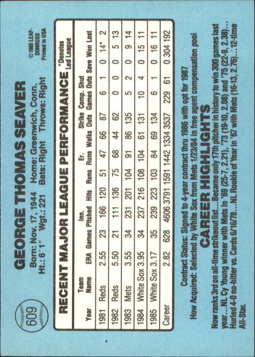 1986 Donruss Baseball "Main Set" Base Cards #441 to #660 - Picture 339 of 439