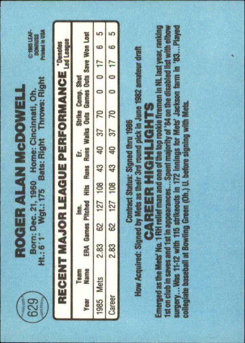 1986 Donruss Baseball "Main Set" Base Cards #441 to #660 - Picture 379 of 439