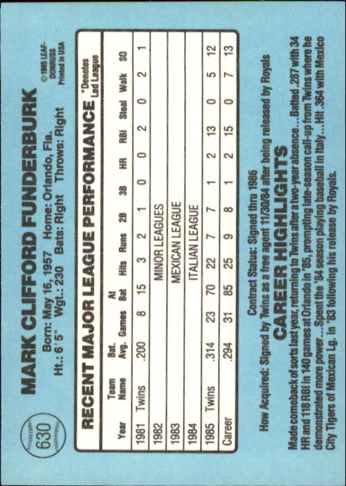 1986 Donruss Baseball "Main Set" Base Cards #441 to #660 - Picture 381 of 439