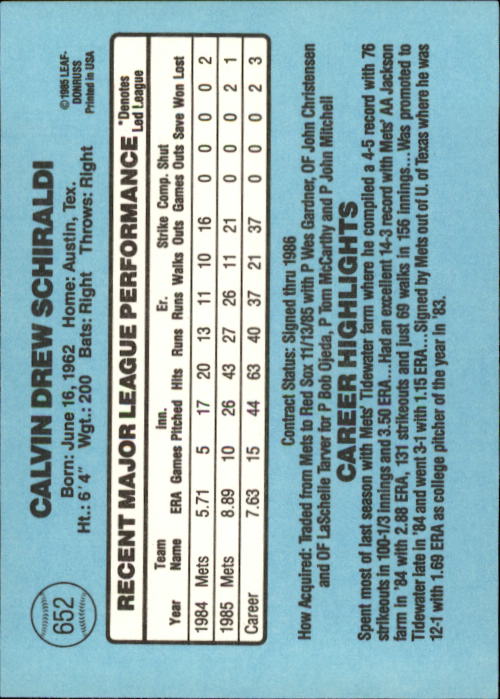1986 Donruss Baseball "Main Set" Base Cards #441 to #660 - Picture 423 of 439