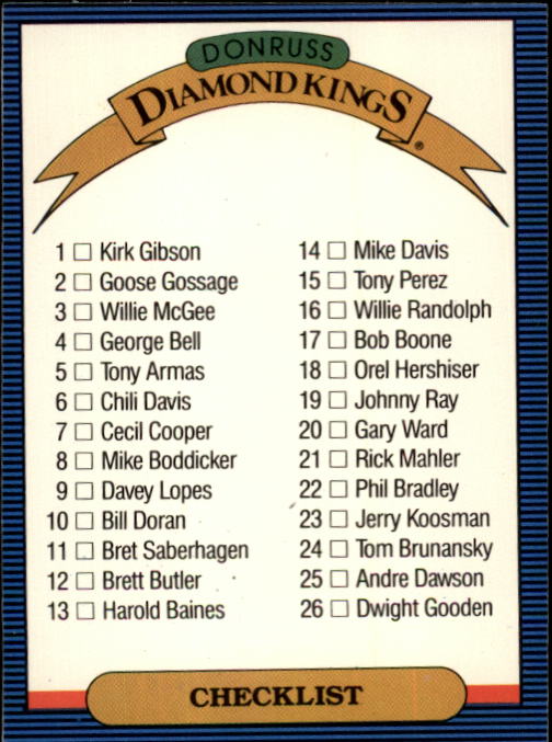 1986 Donruss Baseball "Main Set" Base Cards #441 to #660 - Picture 426 of 439
