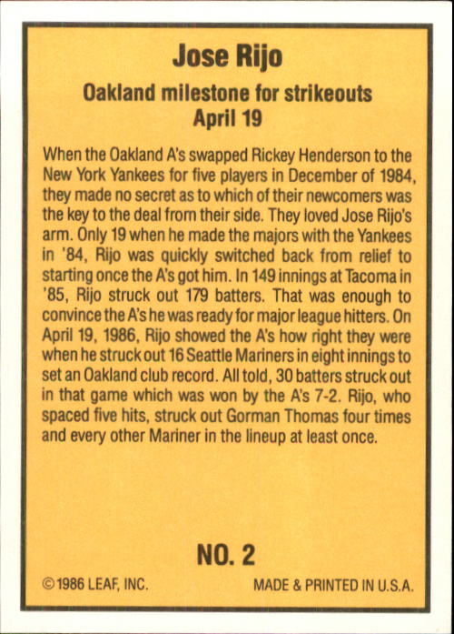 1986 Donruss Highlights Baseball Cards - Picture 5 of 111