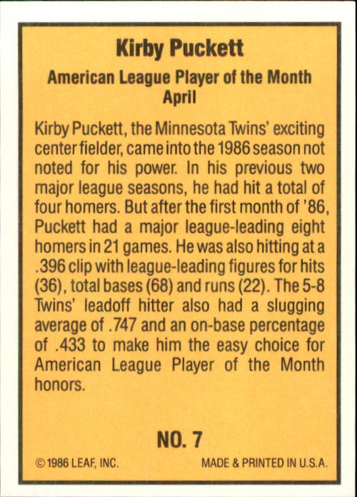 1986 Donruss Highlights Baseball Cards - Picture 15 of 111