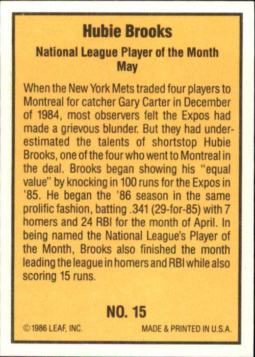 1986 Donruss Highlights Baseball Cards - Picture 31 of 111