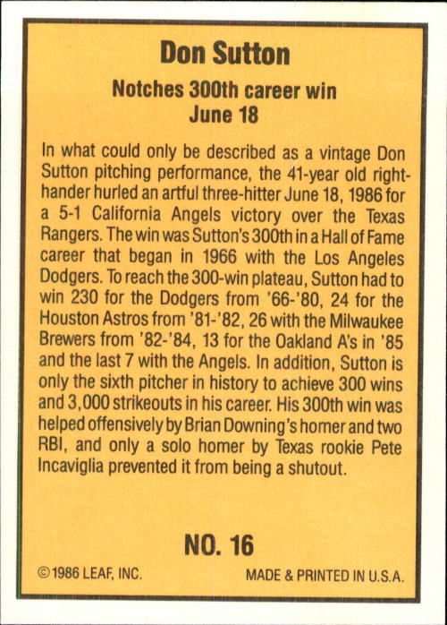 1986 Donruss Highlights Baseball Cards - Picture 33 of 111