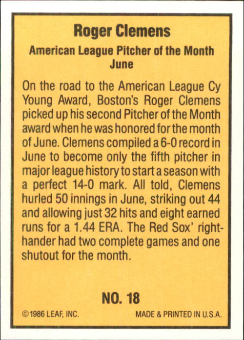 1986 Donruss Highlights Baseball Cards - Picture 37 of 111