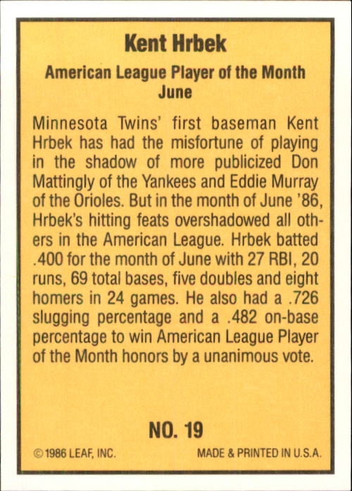 1986 Donruss Highlights Baseball Cards - Picture 39 of 111