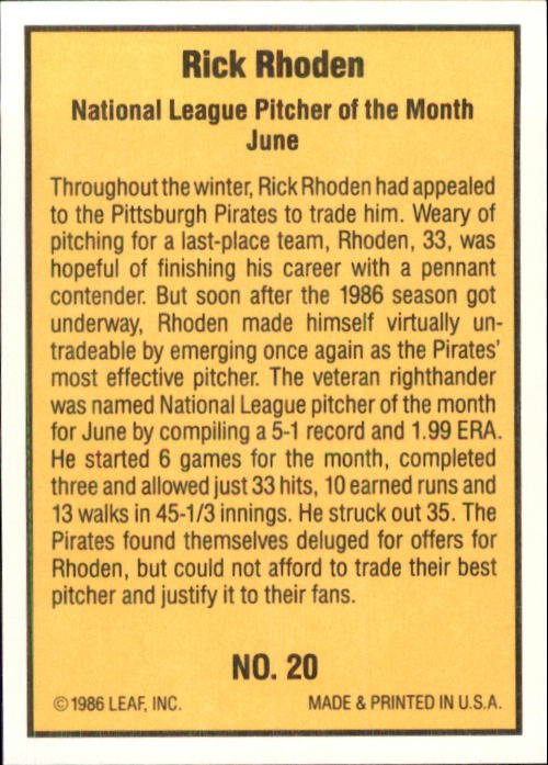 1986 Donruss Highlights Baseball Cards - Picture 41 of 111