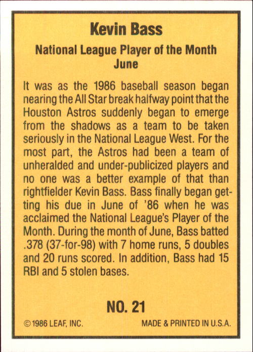 1986 Donruss Highlights Baseball Cards - Picture 43 of 111