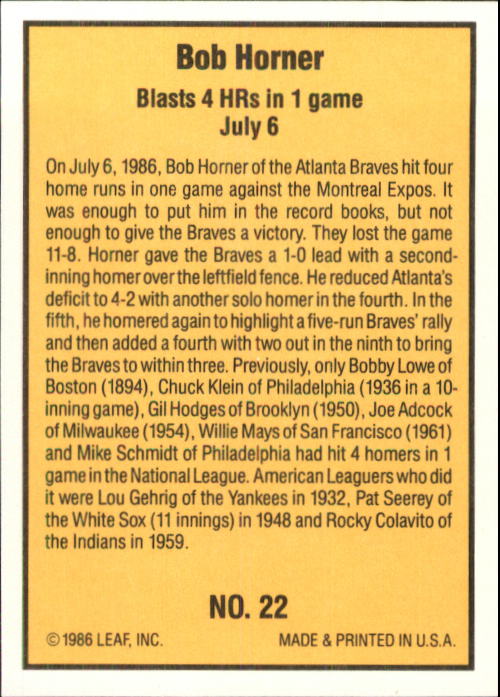 1986 Donruss Highlights Baseball Cards - Picture 45 of 111