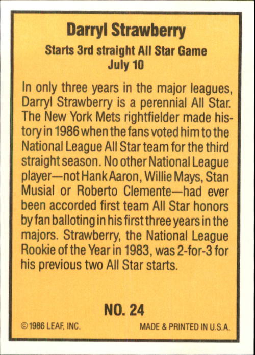 1986 Donruss Highlights Baseball Cards - Picture 49 of 111