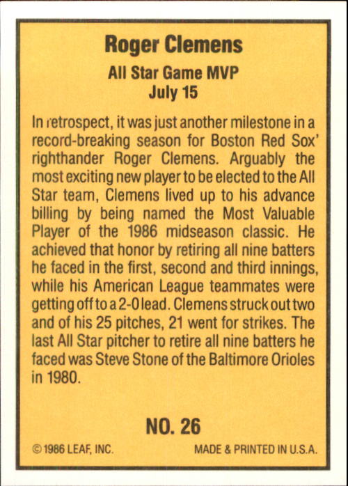 1986 Donruss Highlights Baseball Cards - Picture 53 of 111