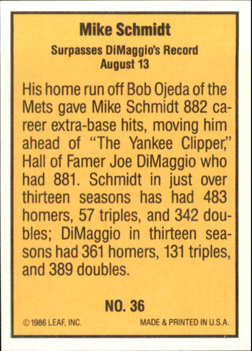 1986 Donruss Highlights Baseball Cards - Picture 73 of 111