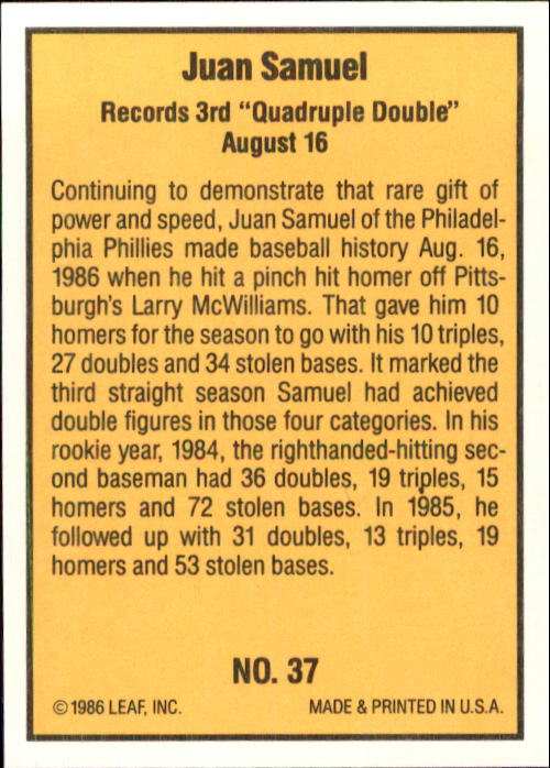 1986 Donruss Highlights Baseball Cards - Picture 75 of 111