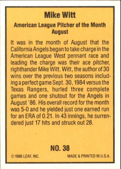 1986 Donruss Highlights Baseball Cards - Picture 77 of 111