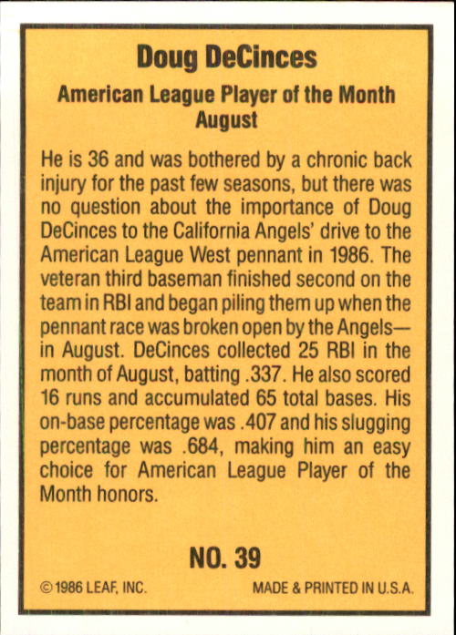 1986 Donruss Highlights Baseball Cards - Picture 79 of 111