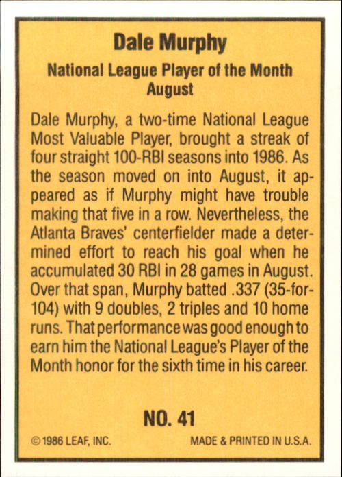 1986 Donruss Highlights Baseball Cards - Picture 83 of 111