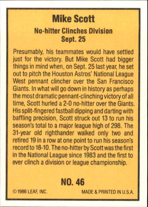 1986 Donruss Highlights Baseball Cards - Picture 91 of 111