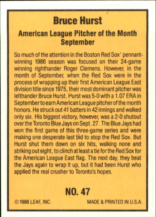 1986 Donruss Highlights Baseball Cards - Picture 93 of 111