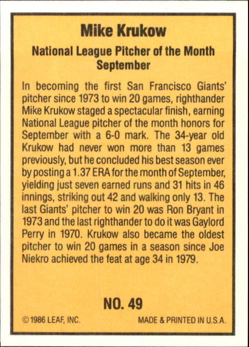 1986 Donruss Highlights Baseball Cards - Picture 97 of 111