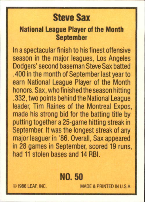 1986 Donruss Highlights Baseball Cards - Picture 99 of 111